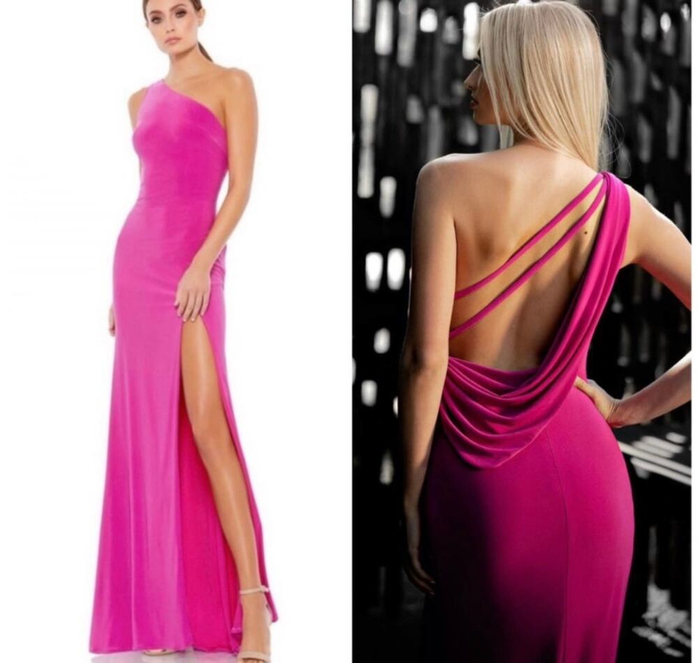 Mac Duggal 26512 One Shoulder Jersey Dress Draped Back Gown 6